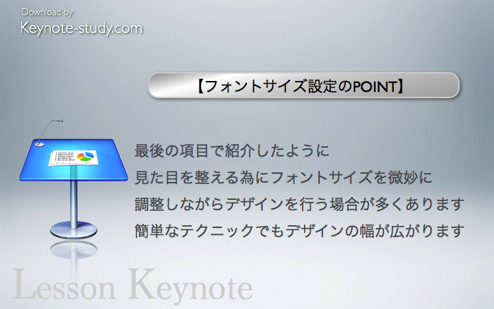 【フォントサイズ設定のPOINT】