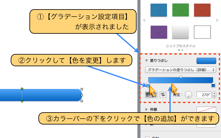 【グラデーション設定項目】が表示