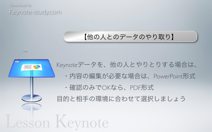 Keynoteデータを、他の人とやりとりする場合