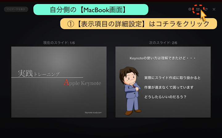 自分側の【MacBook画面】